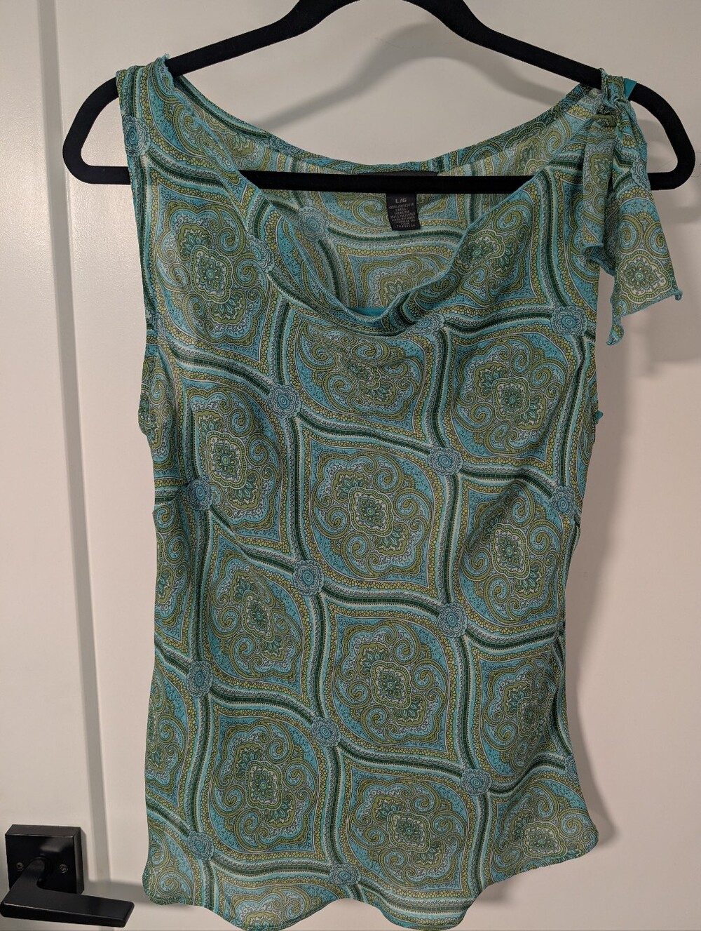 Green And Blue Paisley Sleeveless Top